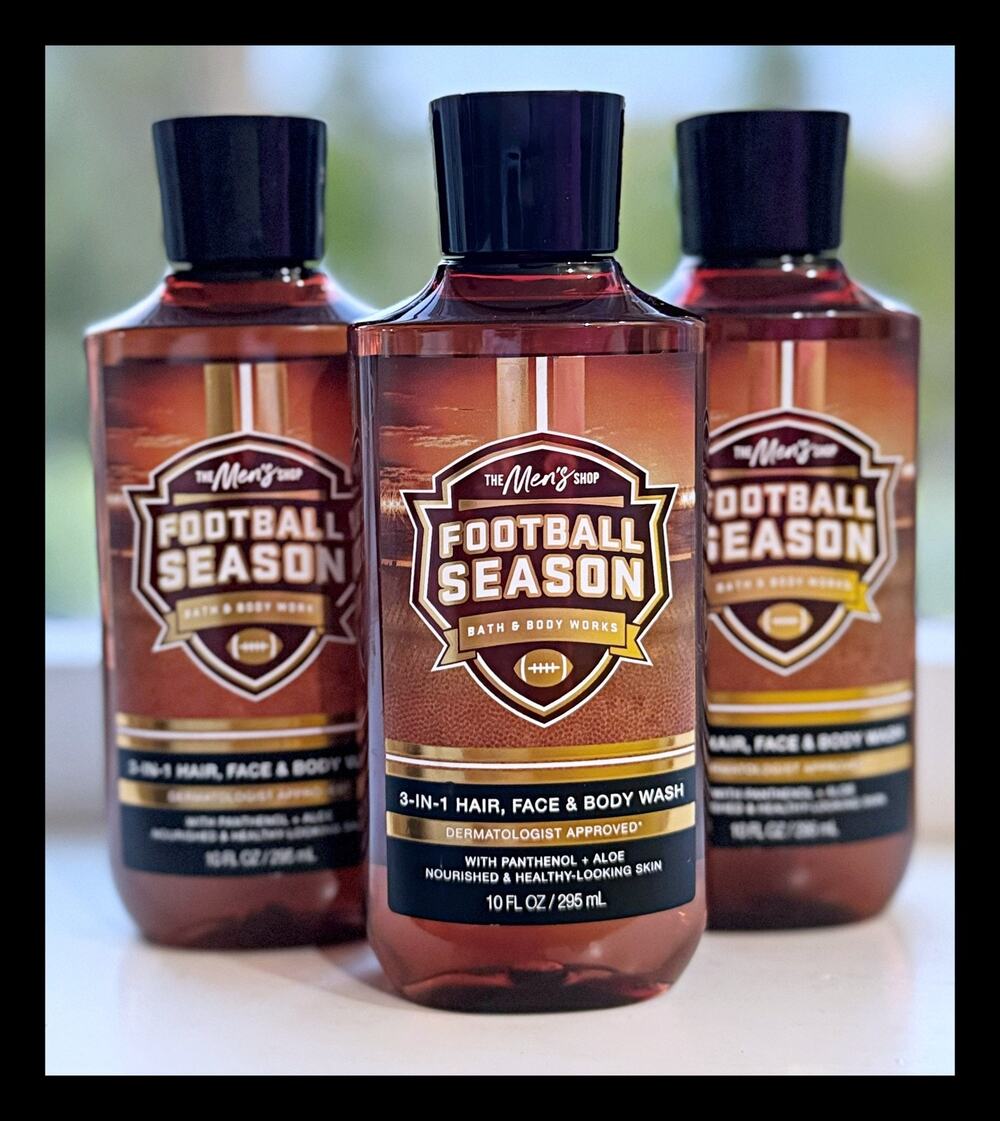 Bath & Body Works 10 oz Football Season Men's 3-in-1 Hair Face Body Wash Gel x3